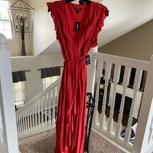 New Express flowing ruffle wrap dress